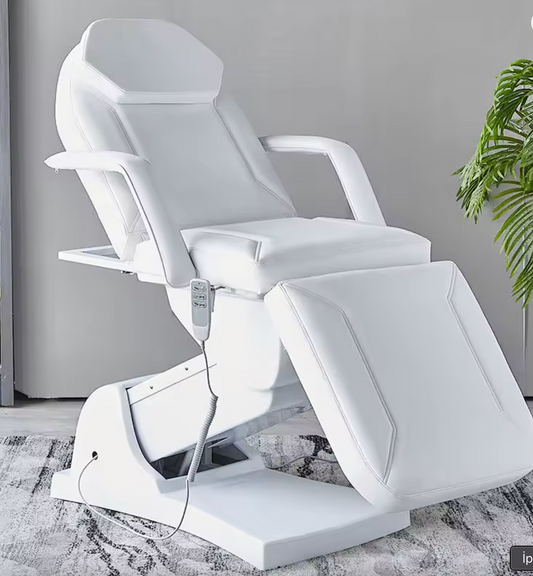 Multifunctional Electric Vertical Therapy Bed Ivory White PU Leather 3 Motors Electric Beauty Tattoo Massage Bed